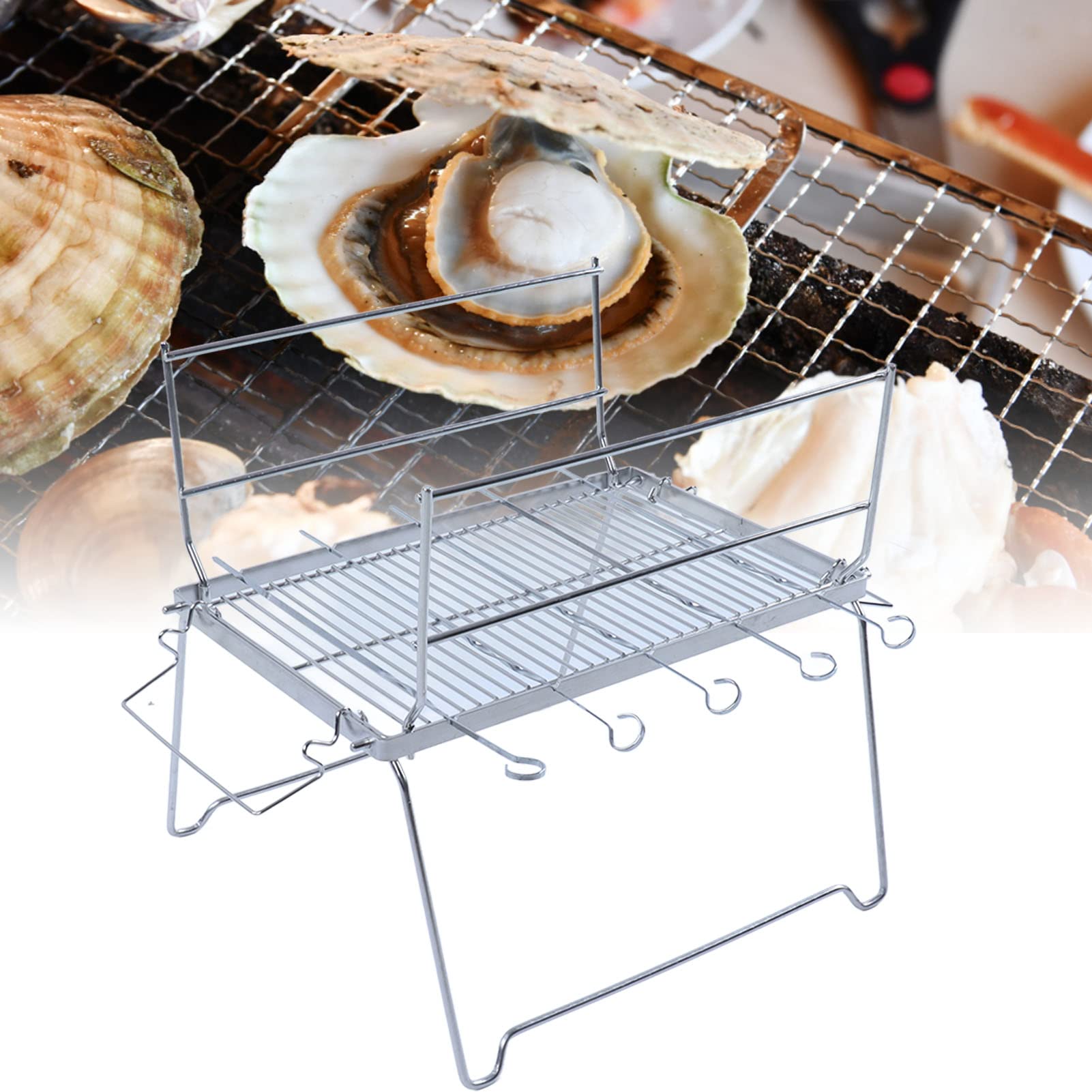 Parrilla Camp Parrilla Acero Inoxidable Plegable Barbacoa para Camping Cocina al Aire Portátil 5 Unidades