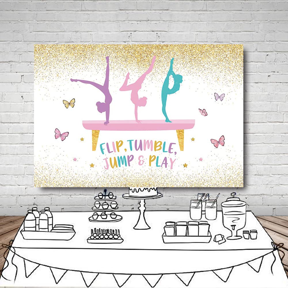 Sfondo Per Feste Di Compleanno A Tema Ginnastica - 90x150 Cm In Vinile Con Stampa Fotografica - Decorazioni Per Ragazze Ginnaste