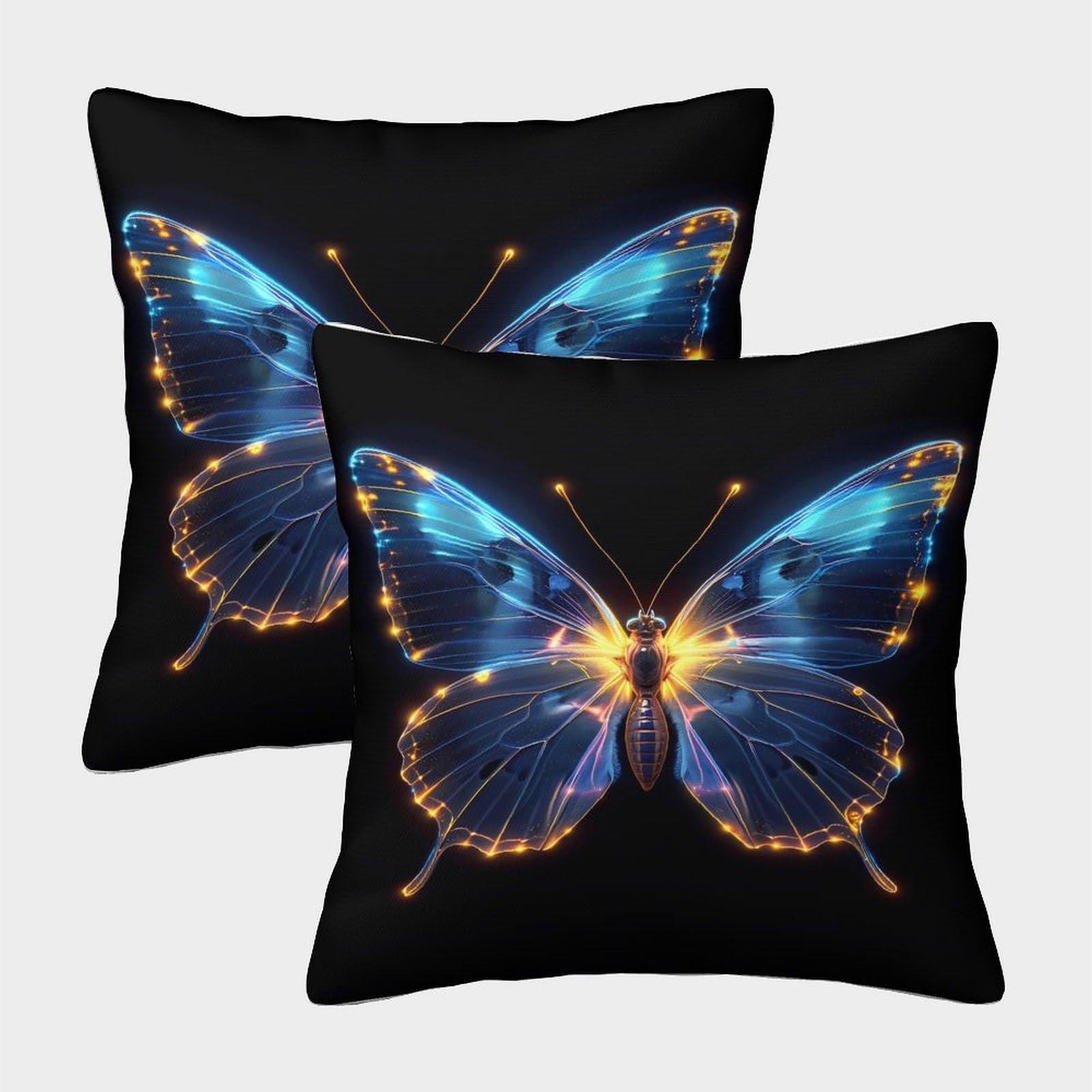 QFVANSIYO Elegant Butterfly 3D Printed Pillowcase Microfiber Bedroom Decor Butterfly Pillow Cover for Adults Teens Soft Breathable 45x45cm