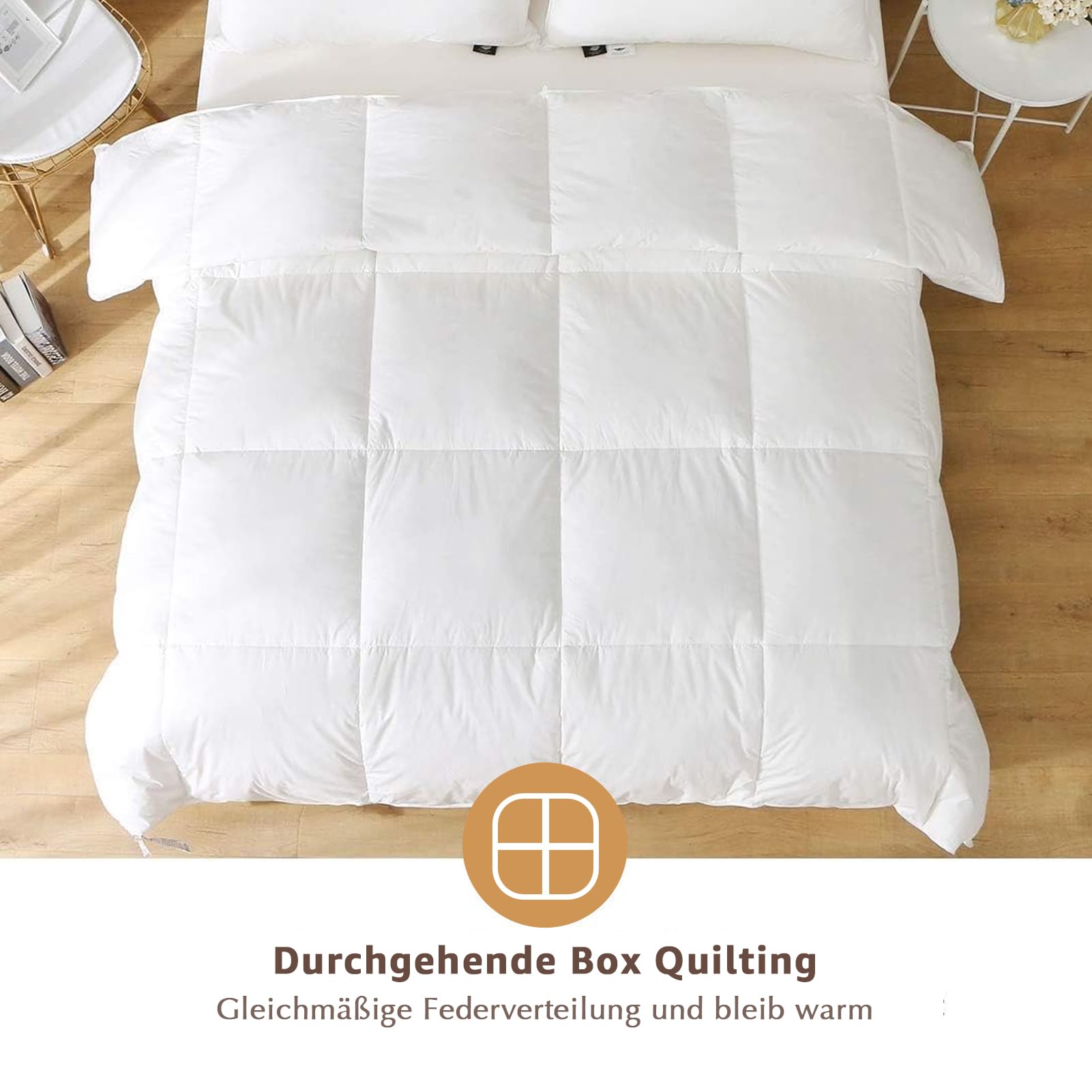 Piumino Estivo con Piume Coperta con 10%, Leggero con Trapuntatura, Federa in Cotone Oeko-Tex e RDS, Traspirante e Facile da Curare 220 × 240 cm