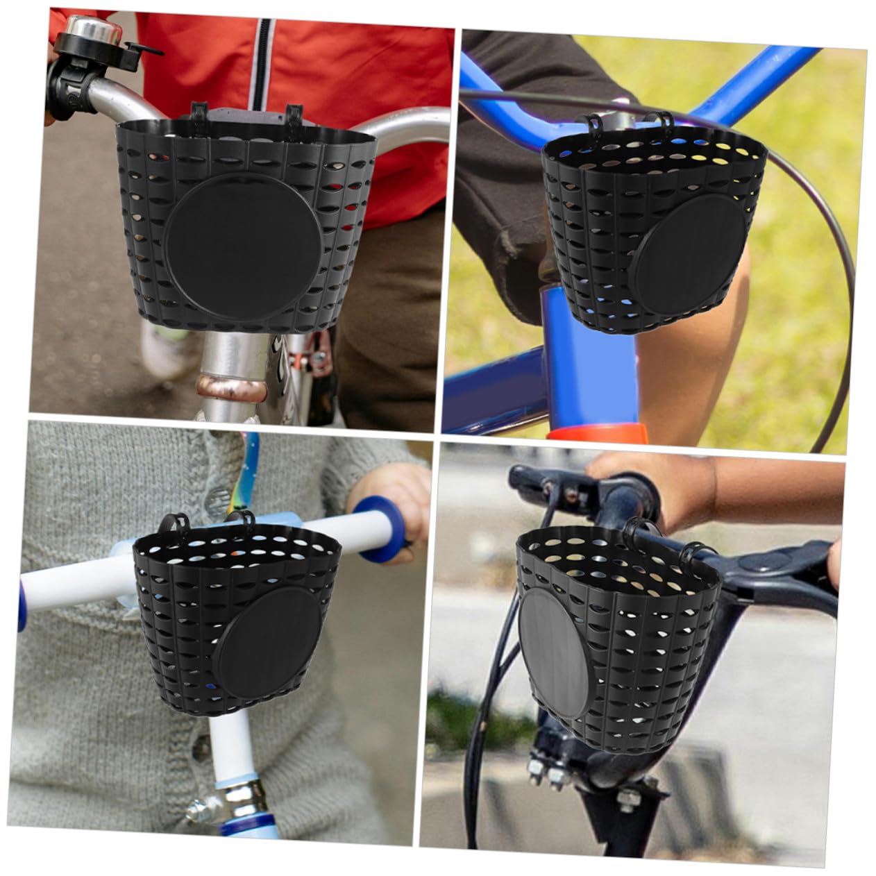 Cesta De Bicicleta para Niños Desmontable De Plástico Grueso Negro con Fuerte Capacidad De Carga para Bicicletas Infantiles Almacenamiento Escolar y Transporte