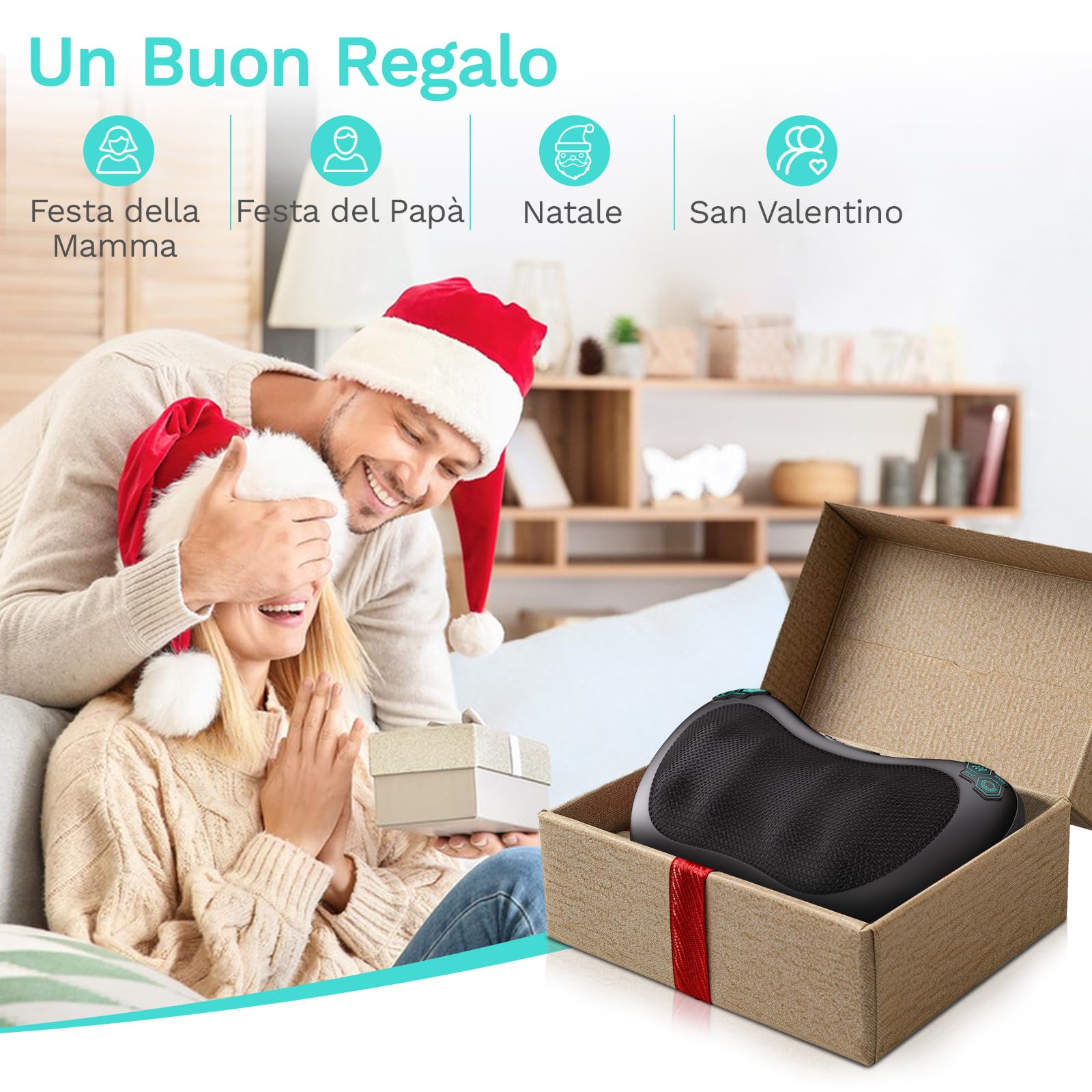 TAKRINK Cuscino Massaggiatore Elettrico Cervicale per Collo e Schiena con 8 Nodi Shiatsu, 3 Velocità Regolabili, Cambio di Direzione Automatico, Rilassarsi Muscolare Adatto a Casa Ufficio