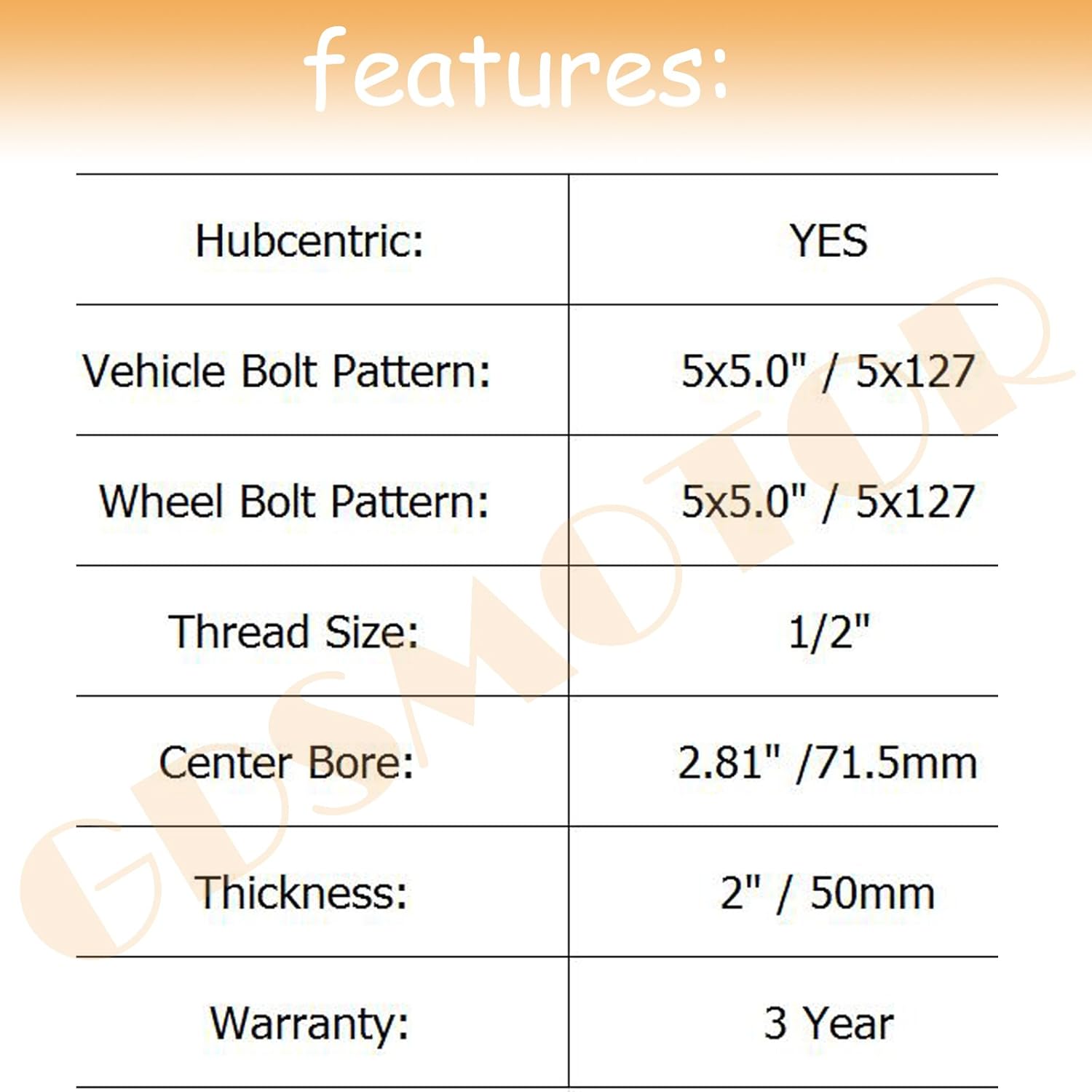 5x5 5x127Wheel Spacers for 07-18 for Wrangler JK, 06-10 for Commander, 4Pcs 2 inch Wheel Adapters & Spacers 1/2" Studs 71.5mm Bore