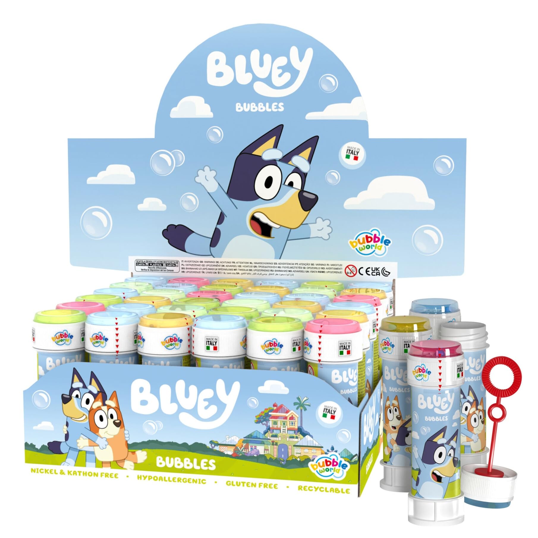 Anila's Bluey Bubble Tubs with Wands, 60ml Solution & Maze Lid, Set of 12, Party Bag Fillers & Favours, Ages 3+ - Image 3