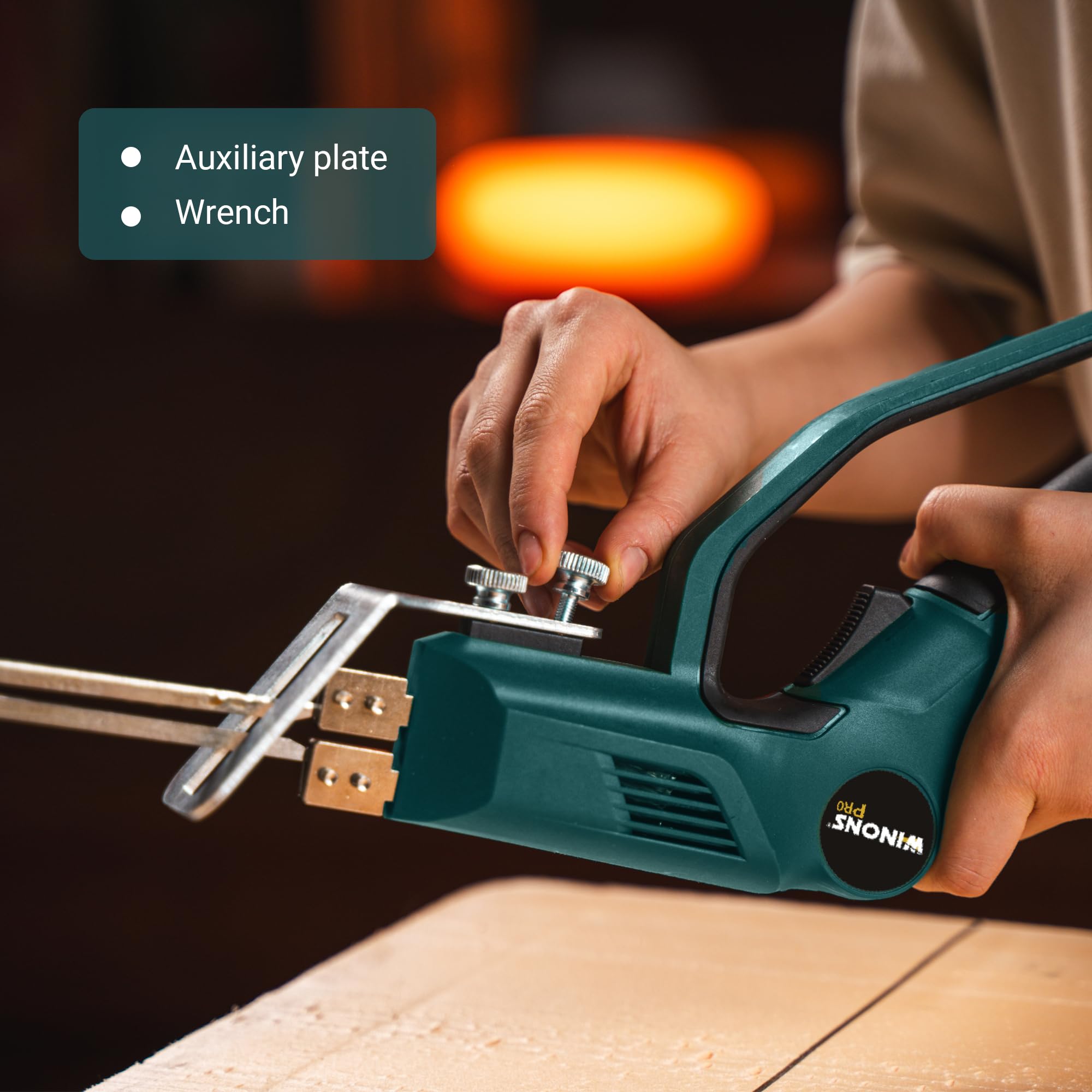 WINONS 330W Nóż Termiczny do Styropianu z Płozą i Linijką, WFC-0014 Precyzyjny Wyrzynarka Termiczna, Chłodzony Powietrzem, Regulacja Temperatury 710°C, Narzędzie do EPS XPS EPE (Zestaw 10 el.)