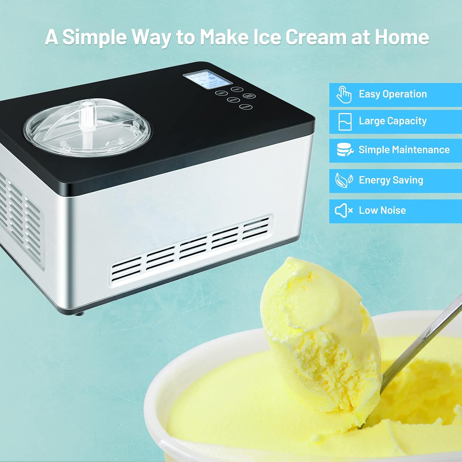 Buy COSTWAY Ice Cream Maker, 2.1Quart Automatic Countertop Ice Cream