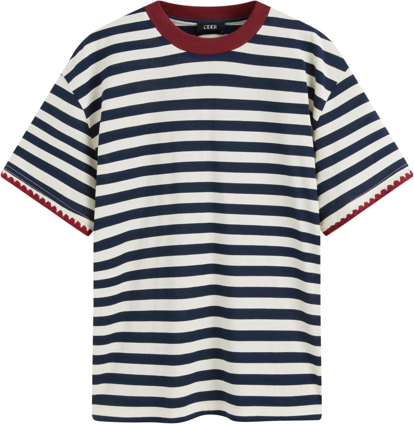 CIDER Women Striped Tops Oversized Loose Crew Neck T-Shirts Short Sleeve Casual Summer Tee Shirts