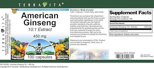 Miniatura 3 de American Ginseng 101-450 mg (100 cápsulas, ZIN 520222) - Paquete de 3