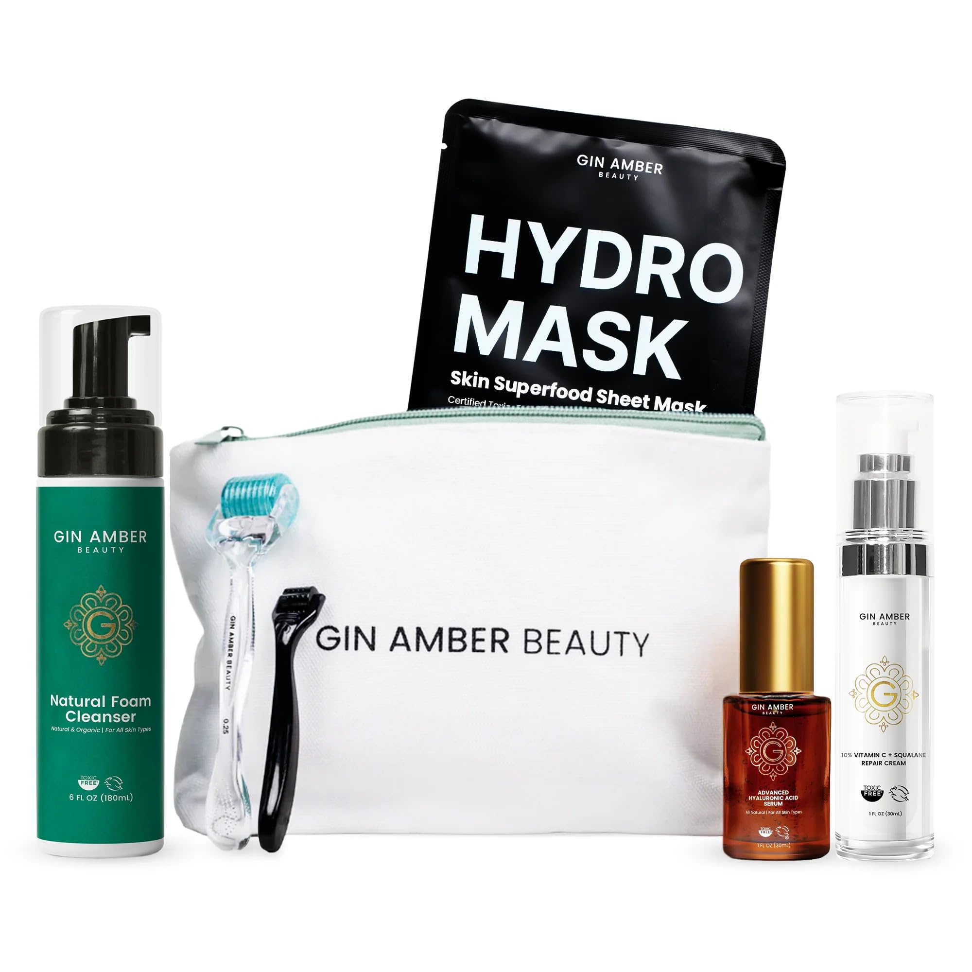 Gin Amber Beauty - 0 25mm Regular and Mini Size - Hydromask Facial Sheet - Foaming Cleanser -