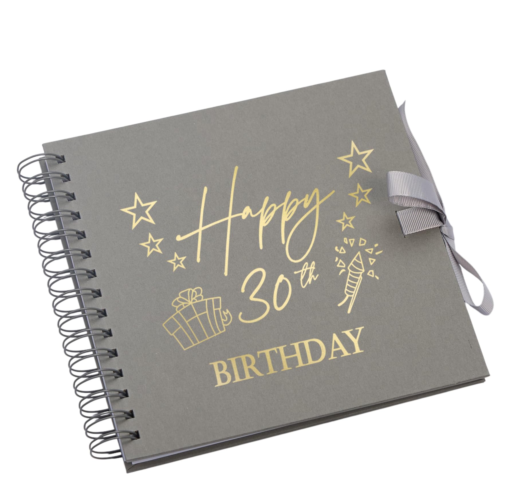 30th Birthday Memory Book, Present Design, Spiral Bound Scrapbook Album with Blank Pages Multiple Colours (Grey) — image 1