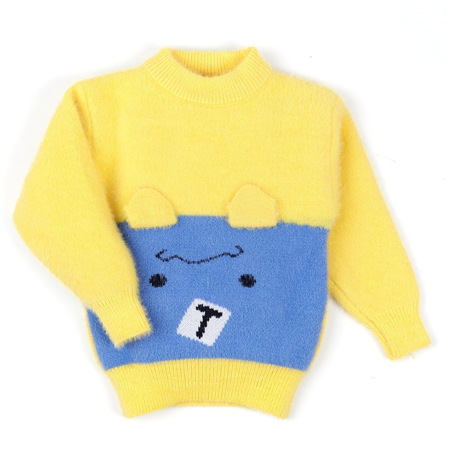 Bold N Elegant Kid's Bear Cartoon Soft Fur Woollen Winter Pullover Sweater Cardigan for Infant Toodler Baby Boys n Girls