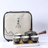 Vista 19 de Juego de té de viaje portátil de cerámica, juego de té chino de kungfu con tetera de rotación 360 e infusor, 4 tazas de té, bandeja de té y bolsa