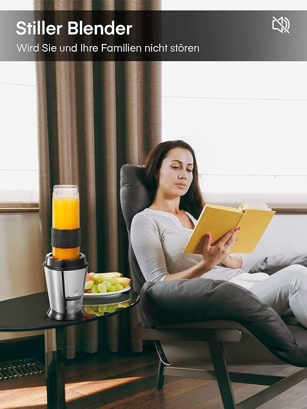 HOUSNAT 500W Smoothie Maker Kávéőrlő Blender 2 Sportpalackkal BPA-mentes