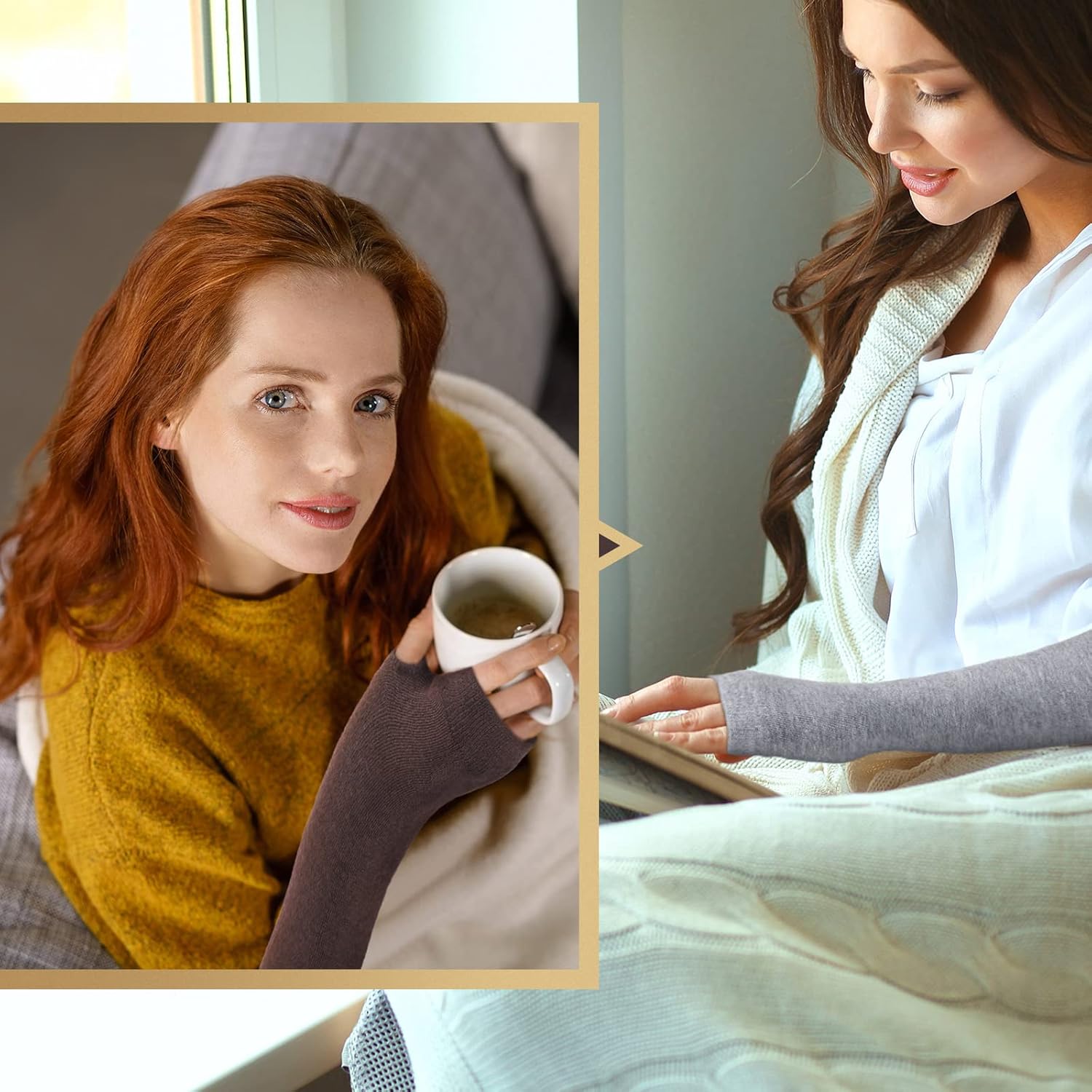 Bememo 3 Pairs Winter Long Fingerless Gloves Knit Elbow Length Gloves Thumb Hole Arm Warmers for Women Girls (Black, Light Grey, Coffee) at  Women’s Clothing store