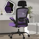 Mimoglad Office Chair, Comfy Desk Chair - High Back Ergonomic Computer Chair with Adjustable Lumbar Support & Headrest, Flip-up Armrests for Guitar Playing, Swivel Task Chair for Home Office
