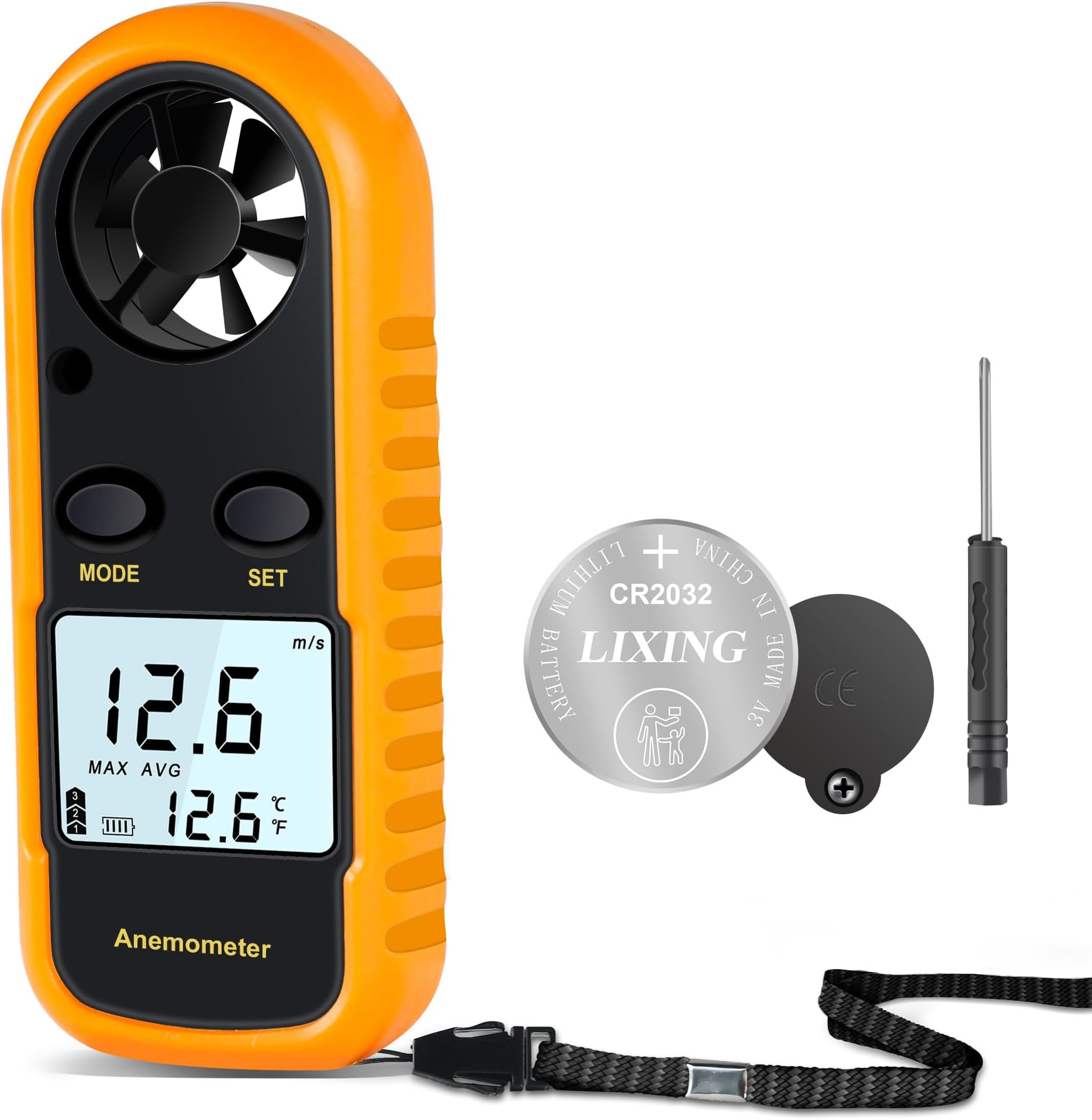 Handheld Anemometer, Digital Wind Speed Meter Air Flow Velocity Tester for Measuring Wind Speed Temperature and Wind Chill, Portable Wind Gauge for HAVC Drone Sailing Fishing(LCD Backlight)