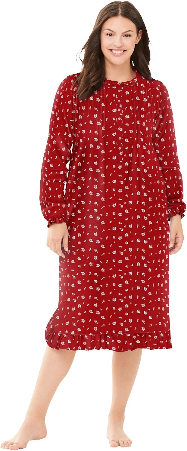Only Necessities Plus Size Cotton Flannel Print Short Gown