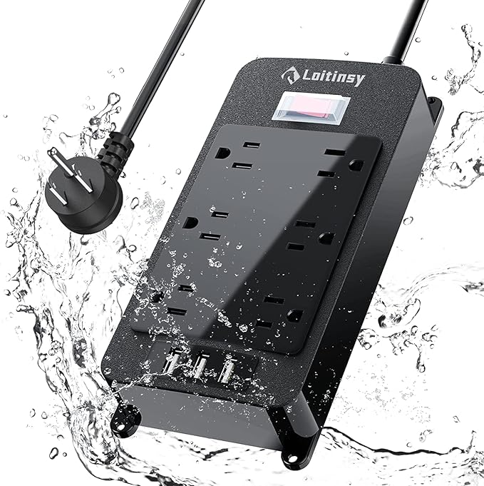 Outdoor Power Strip Weatherproof, 6 Outlets Waterproof