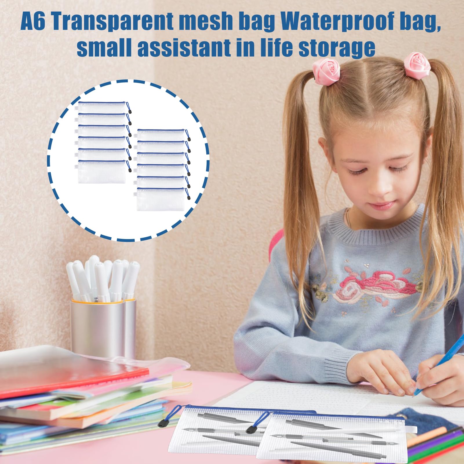 Lot de 12 pochettes en plastique avec fermeture éclair pour documents A4 A5 - Sacs étanches à fermeture éclair pour voyage, maison, bureau, projets d'artisanat (6 couleurs