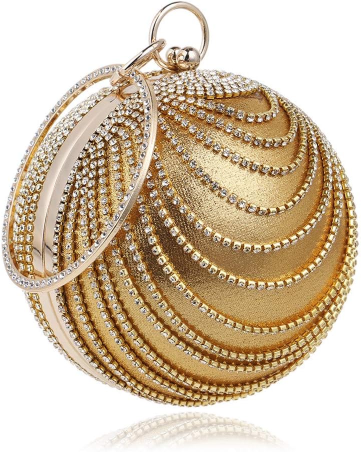 Round Clutch tassel Purse Women Crystal Evening Bag for Wedding Party Women's Ball Shape Crystal Evening Clutch Purse Wedding Party HandBags (Glod)