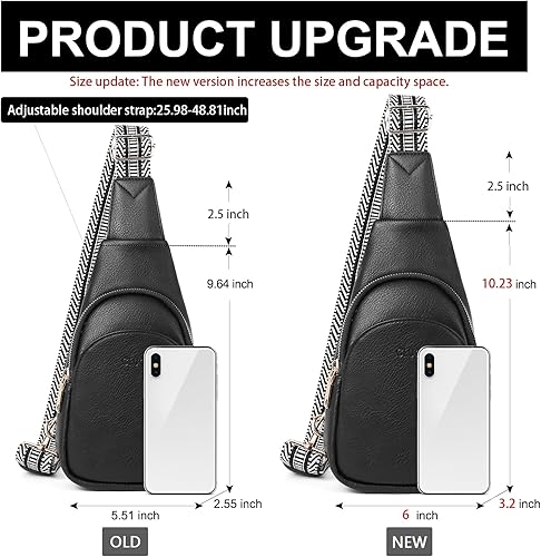 Miniatura 3 de CLUCI Riñonera pequeña para mujer, cangurera de cuero vegano para mujer, bolsa de pecho con correa de guitarra