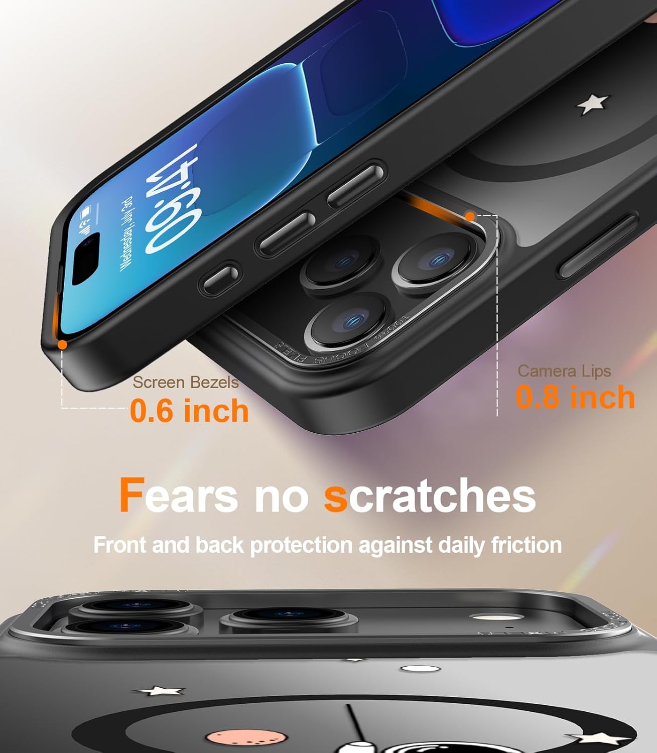 Goodon for iPhone 17 Pro Case with Privacy Screen Protector, Compatible with Magsafe, Shockproof Translucent Matte Cover - Cute Floral Design Phone Case for Women and Girls - Astronaut Spacewalk - Image 4