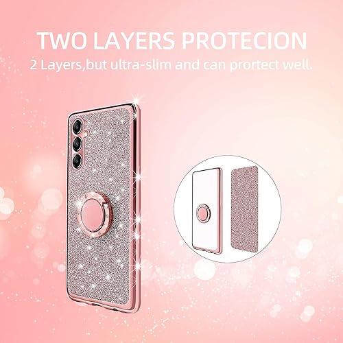 Miniatura 8 de KuDiNi Funda para Samsung A14 0.18 oz, Galaxy A14 0.18 oz Case para mujer con purpurina de cristal suave TPU transparente de lujo Bling linda funda