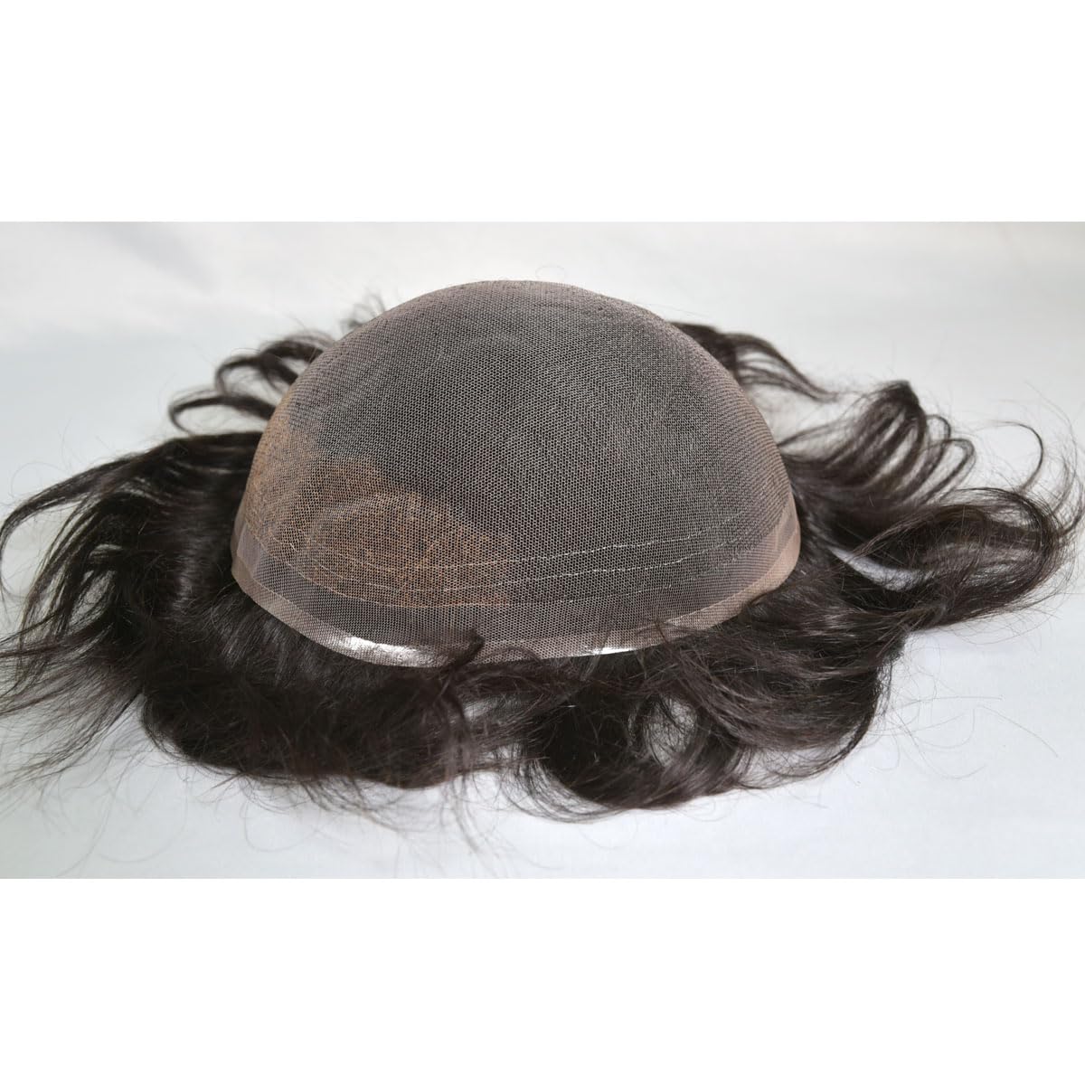 Toupee for Men Full Lace Base European Virgin Human Hair Replacement System for Men 10x8 Human Hairpieces Soft Thin Skin Men's Toupee (#1b color,100% human hair)