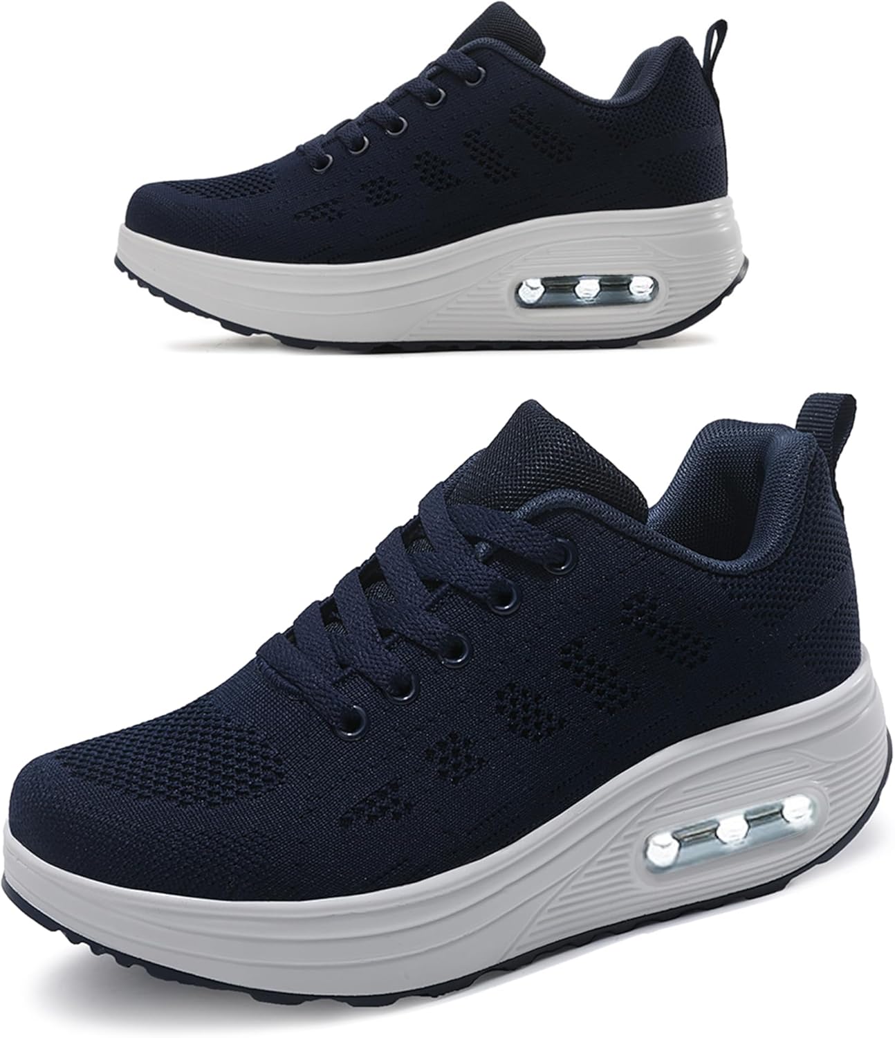 RUIDENG Platform Sneakers for Women Air Cushion | Walking Shoes Women Comfortable All Day | Thick Rocker Bottom