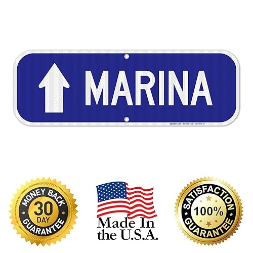 Miniatura 8 de Marina with Arrow Upwards Sign, 6x18 Inches, 3M EGP Reflective .063 Aluminum, Fade Resistant, Made in USA