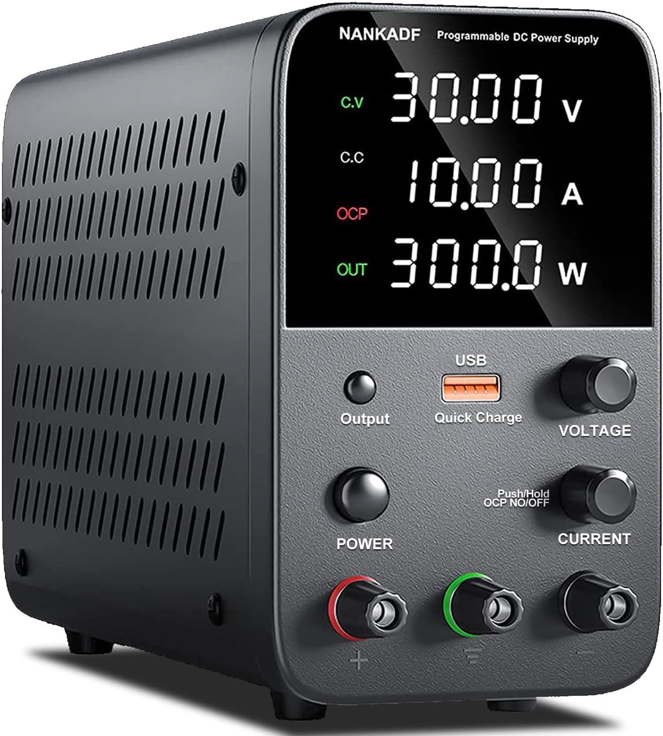 DC Power Supply (0-30V, 0-10A) Adjustable, Mini High Precision 4-Digit Display With USB Fast Charging Interface, Variable Lab Bench Supply, Output Button/Encoder Knob