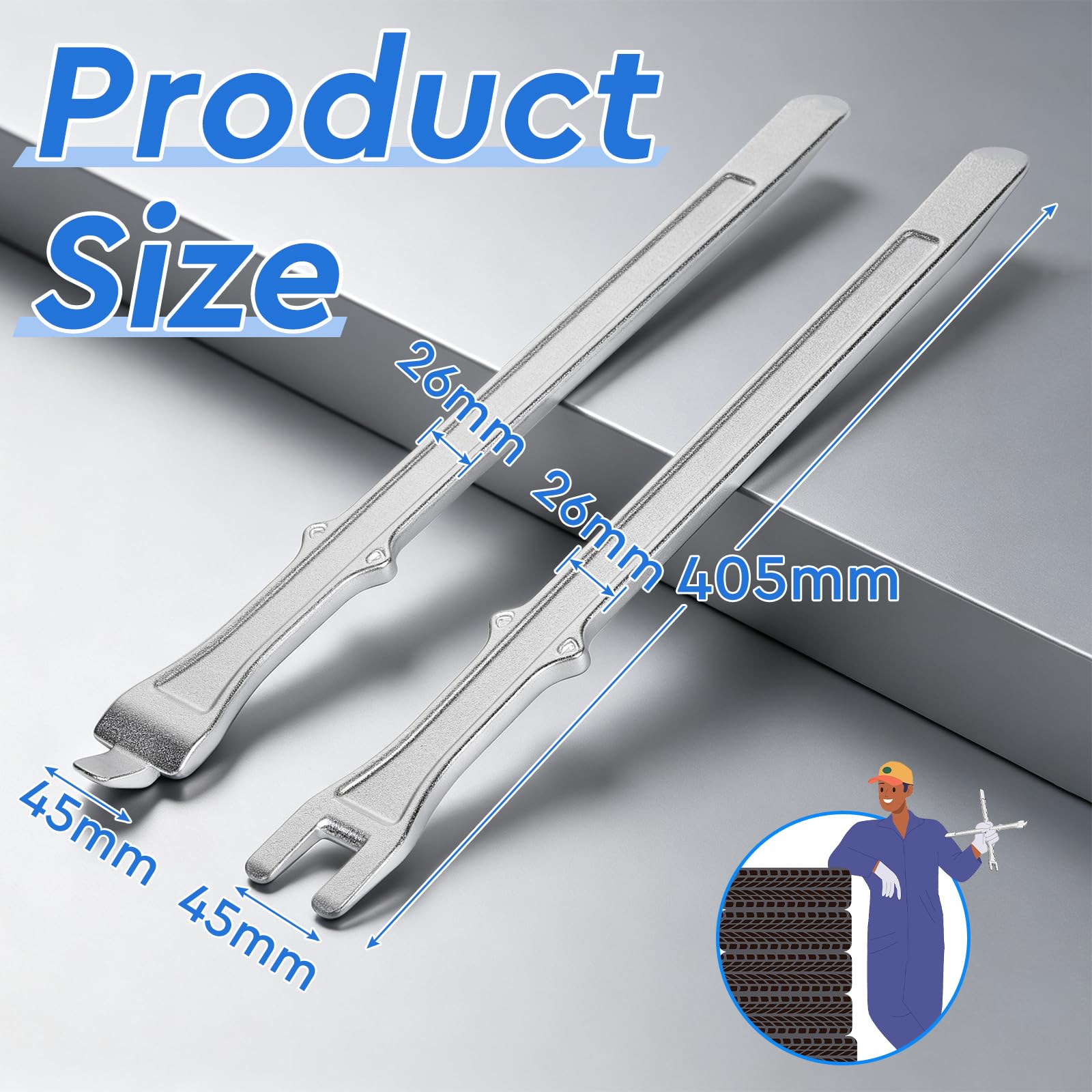 SWAWIS Palancas para Desmontar Neumaticos 2 Piezas 40,5 cm