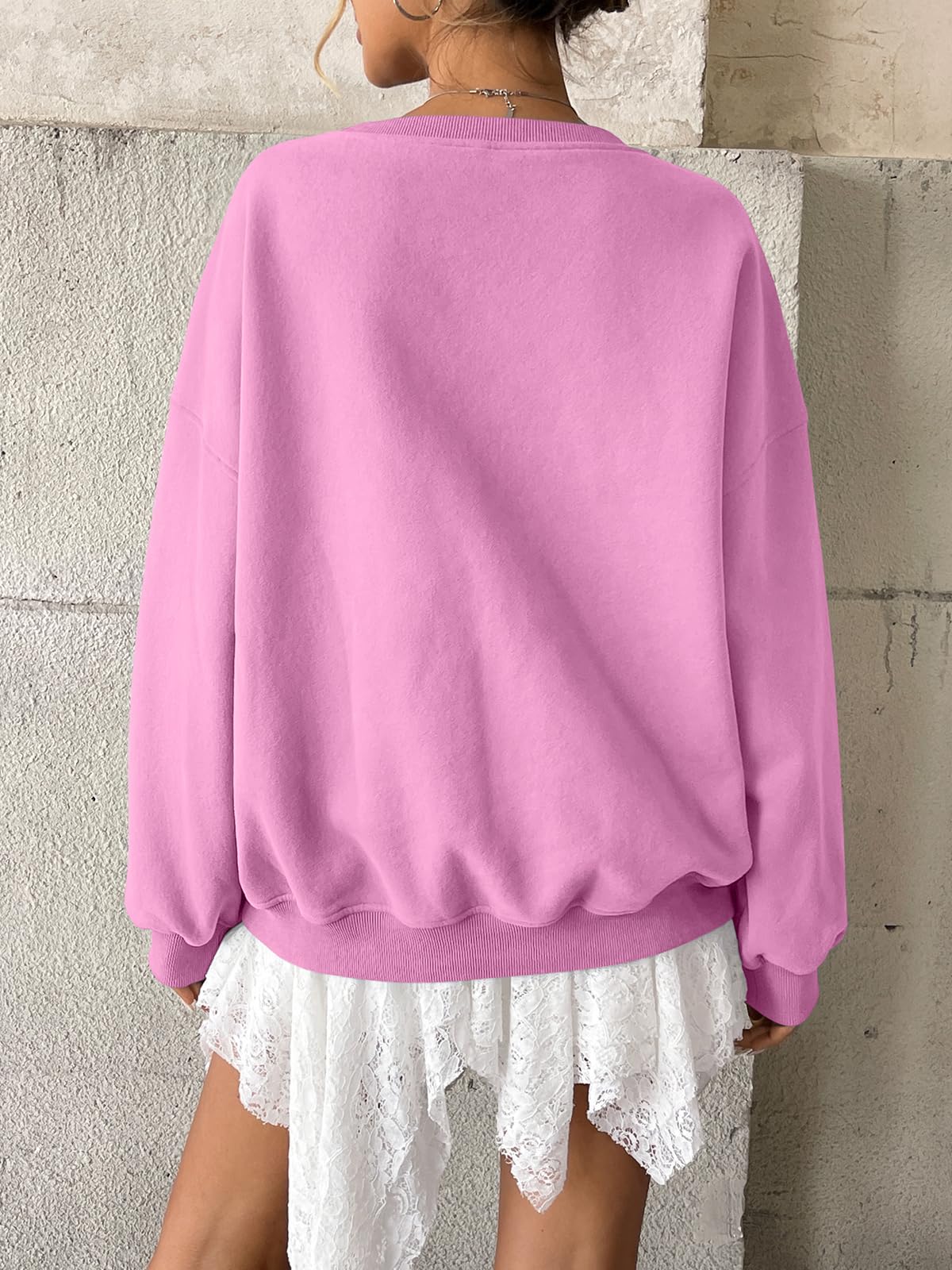 Tomwell Felpa da donna, oversize, per autunno e inverno, girocollo, in pile, a maniche lunghe