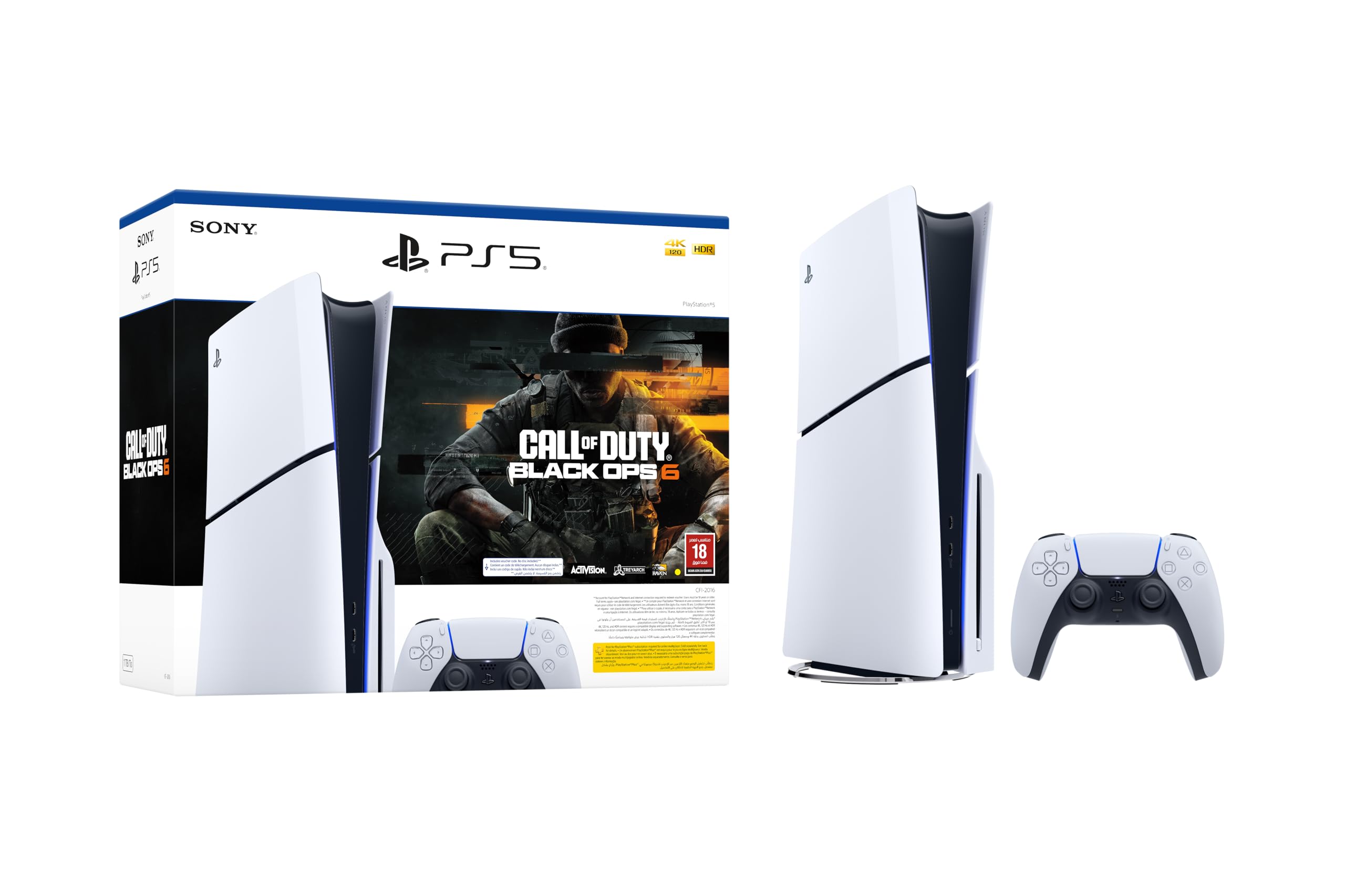 PlayStation 5 Slim Blu-ray Disc Edition (KSA version), Call of Duty Black Ops 6 Full Game Voucher, 2 Year Warranty