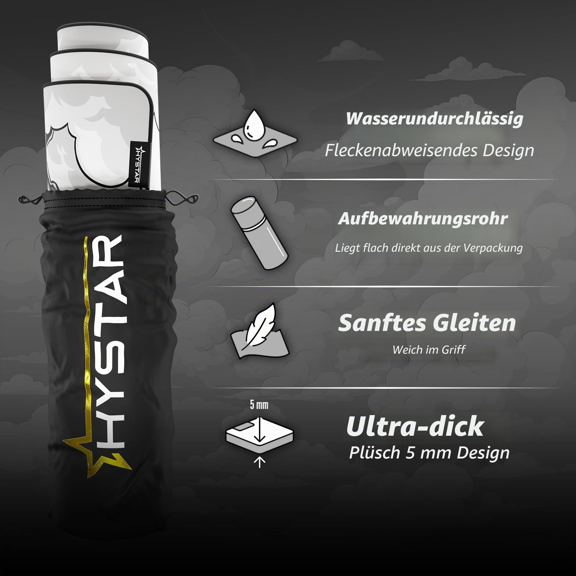 Hystar Erweitertes Gaming-Mauspad, 5 mm dick, wasserdichte Oberfläche, glattes Polyestergewebe und Unterseite aus Naturkautschuk, Mythic Pegasus (XXL 91,4 x 40,6 cm)