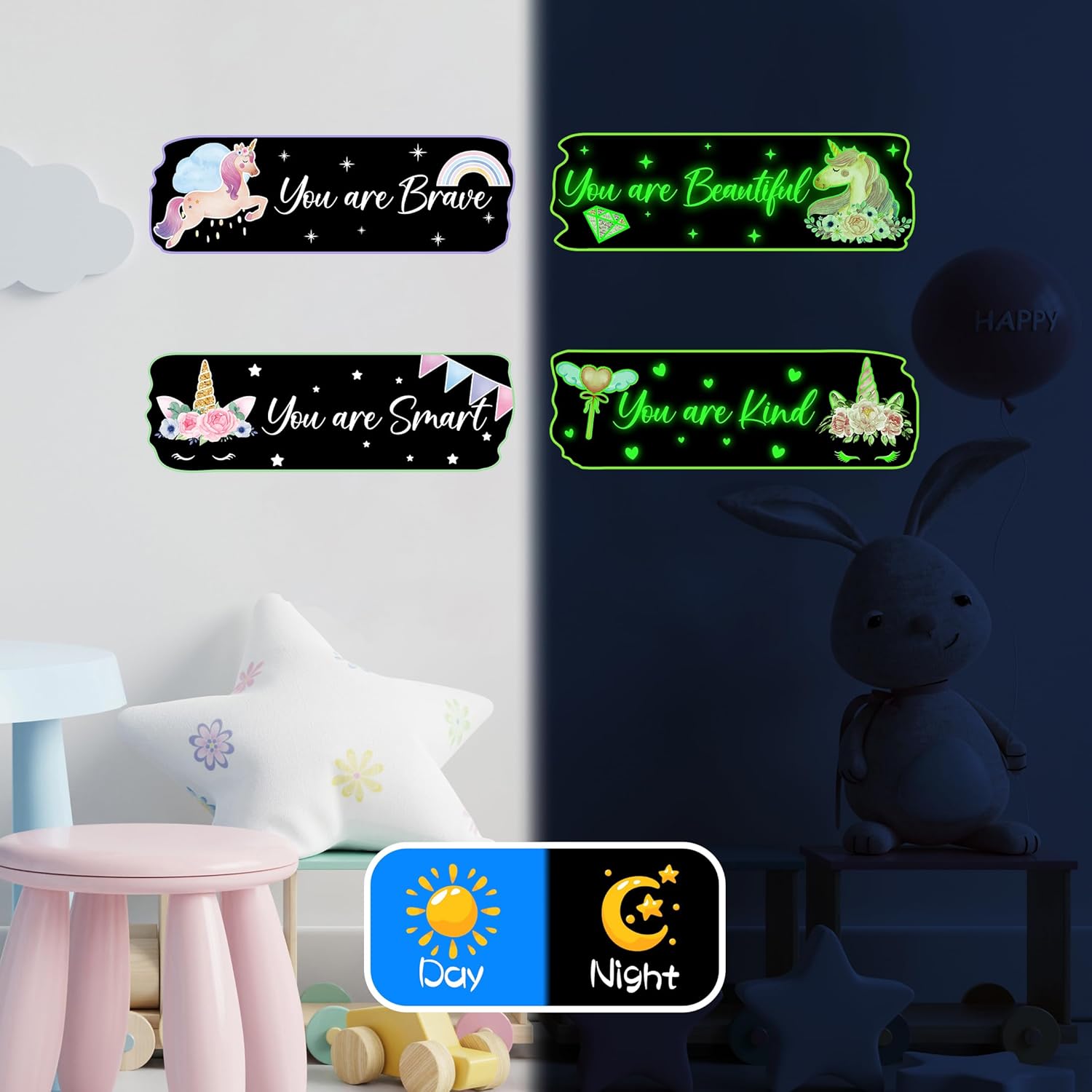Best Kids' Wall Art - Glow in The Dark Stars Unicorn Decals Review