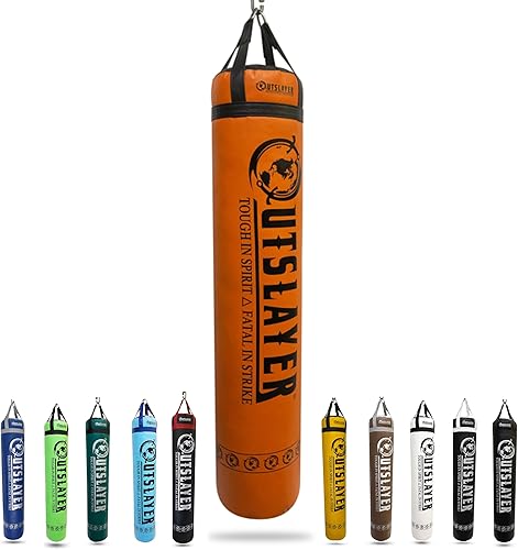 Miniatura 8 de Outslayer Muay Thai - Saco de boxeo pesado para kickboxing, 6 pies, 130 libras, fabricado en Estados Unidos, para MMA, boxeo y entrenamiento Negro