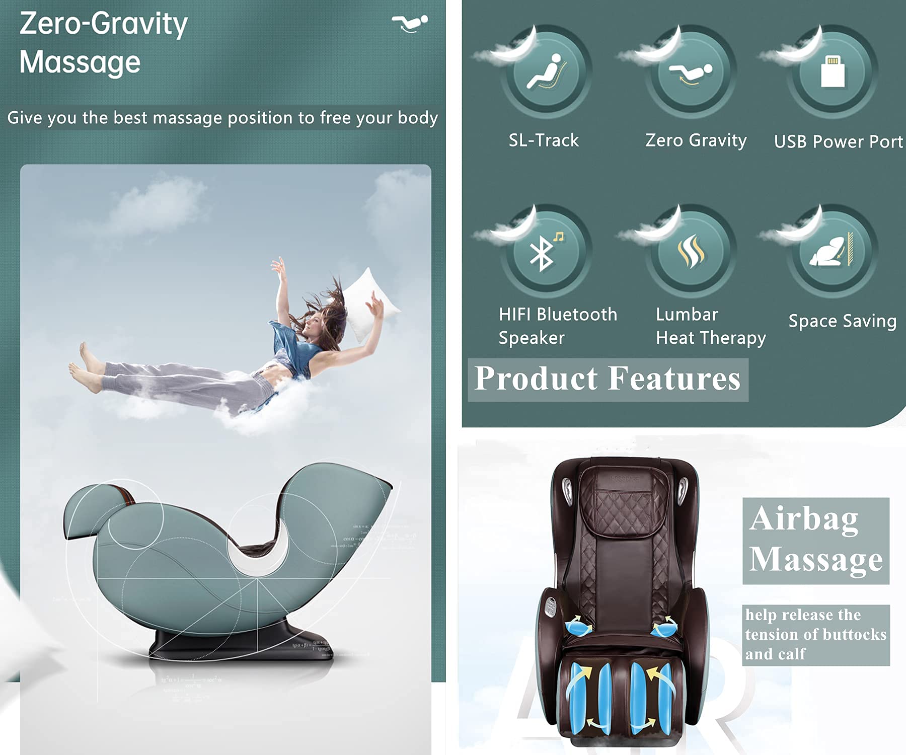 BOSSCARE Small Massage Chairs SL Track Full Body Massage Recliner