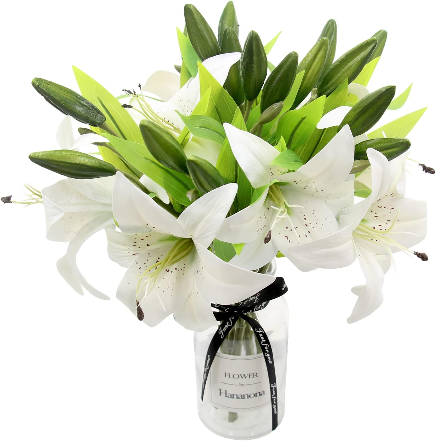 Hananona8 Pcs Artificial Tiger Lily Real Touch Fake Flowers for Wedding Home Party Garden Shop Office Decoration Plastic Lily Faux Flowers (White, 8)