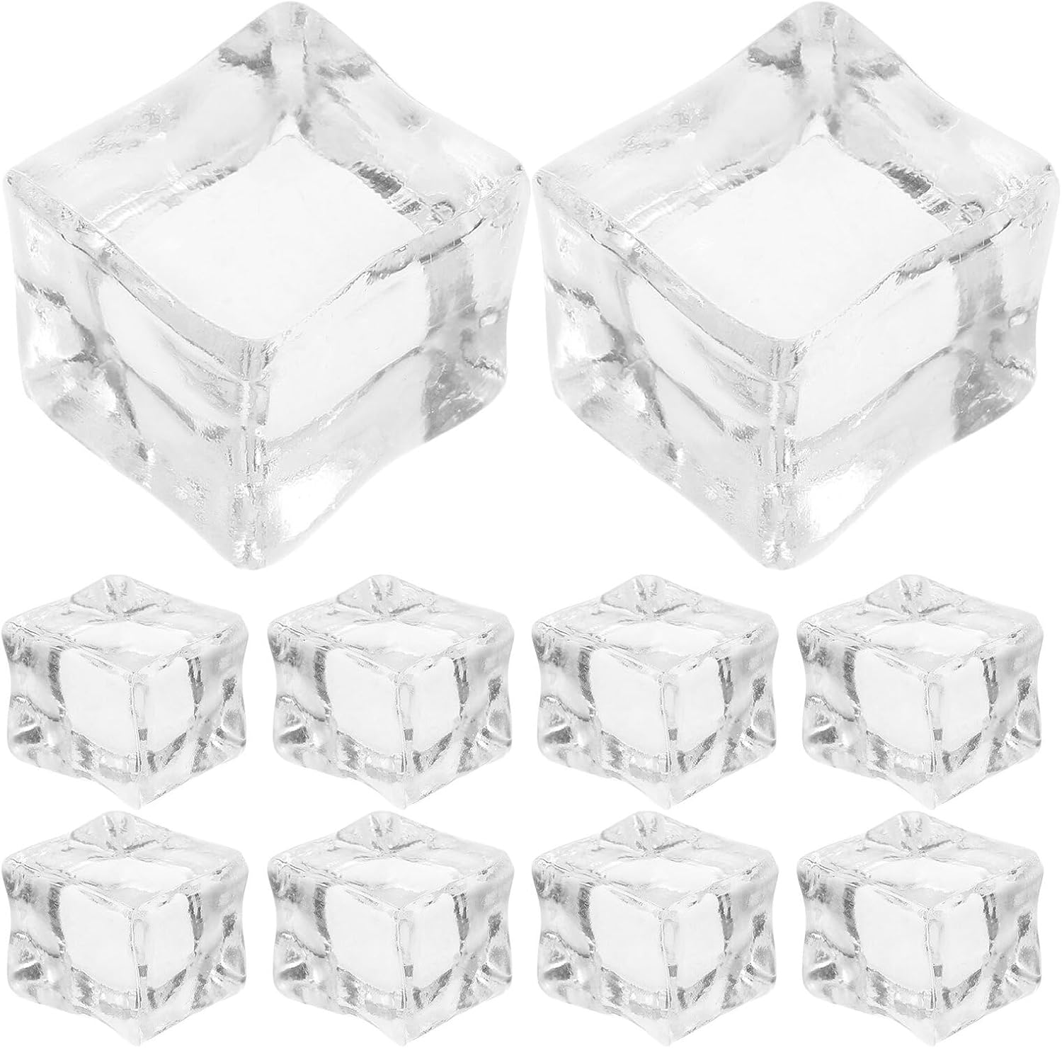 STOBAZA 100pcs Transparent Simulation Ice Cubes Realistic Plastic Fake Ice for Photography Props Vase Fillers Wedding Party Decorations Home Display Enhancers