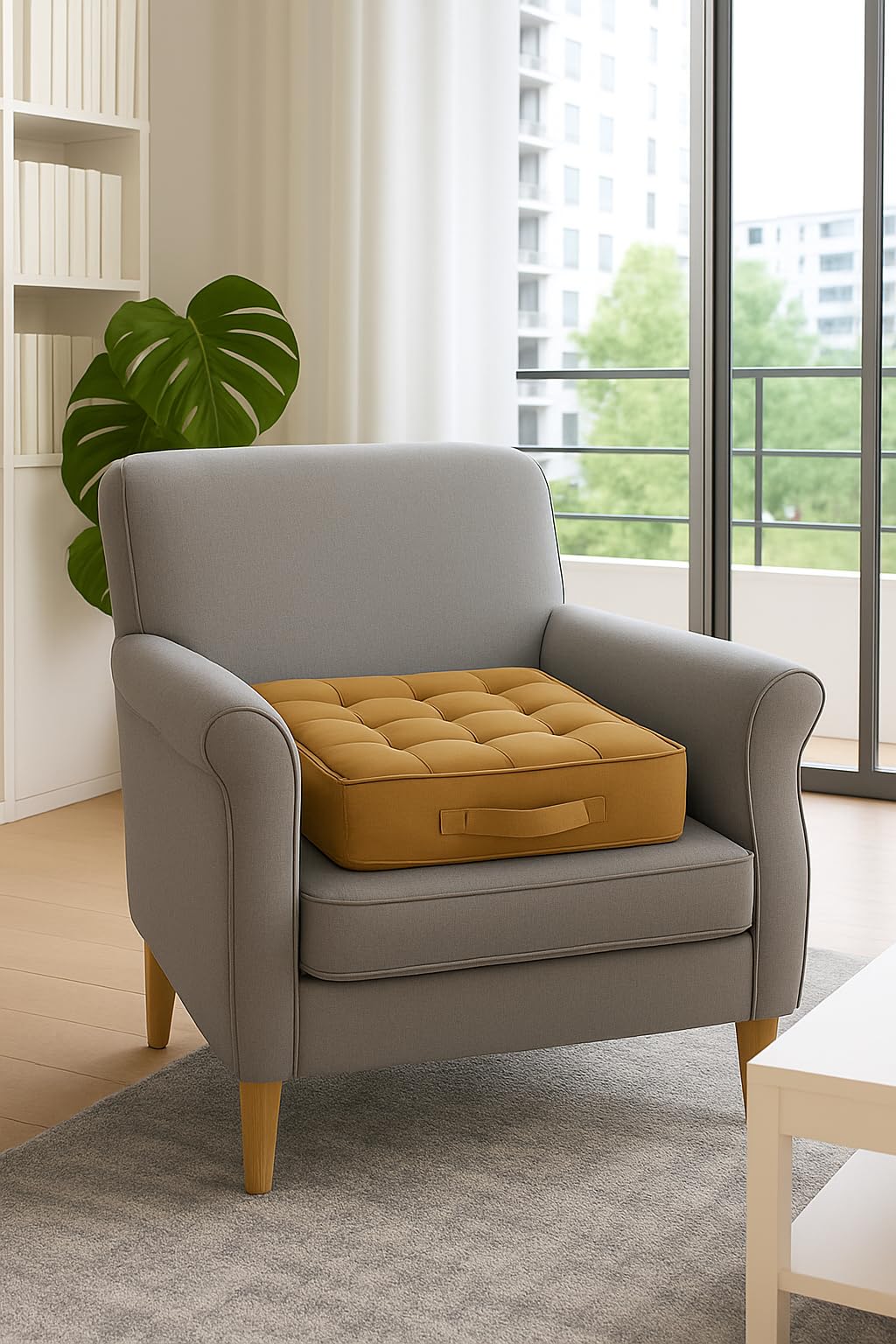 JOROBA Booster Cushion for ArmChairs – Seat Riser Extra Height Dining Chair Cushion - Joint Support for Elderly – Post-Operative and Pregnancy Comfort Seat Pad for Home & Office (Tan)