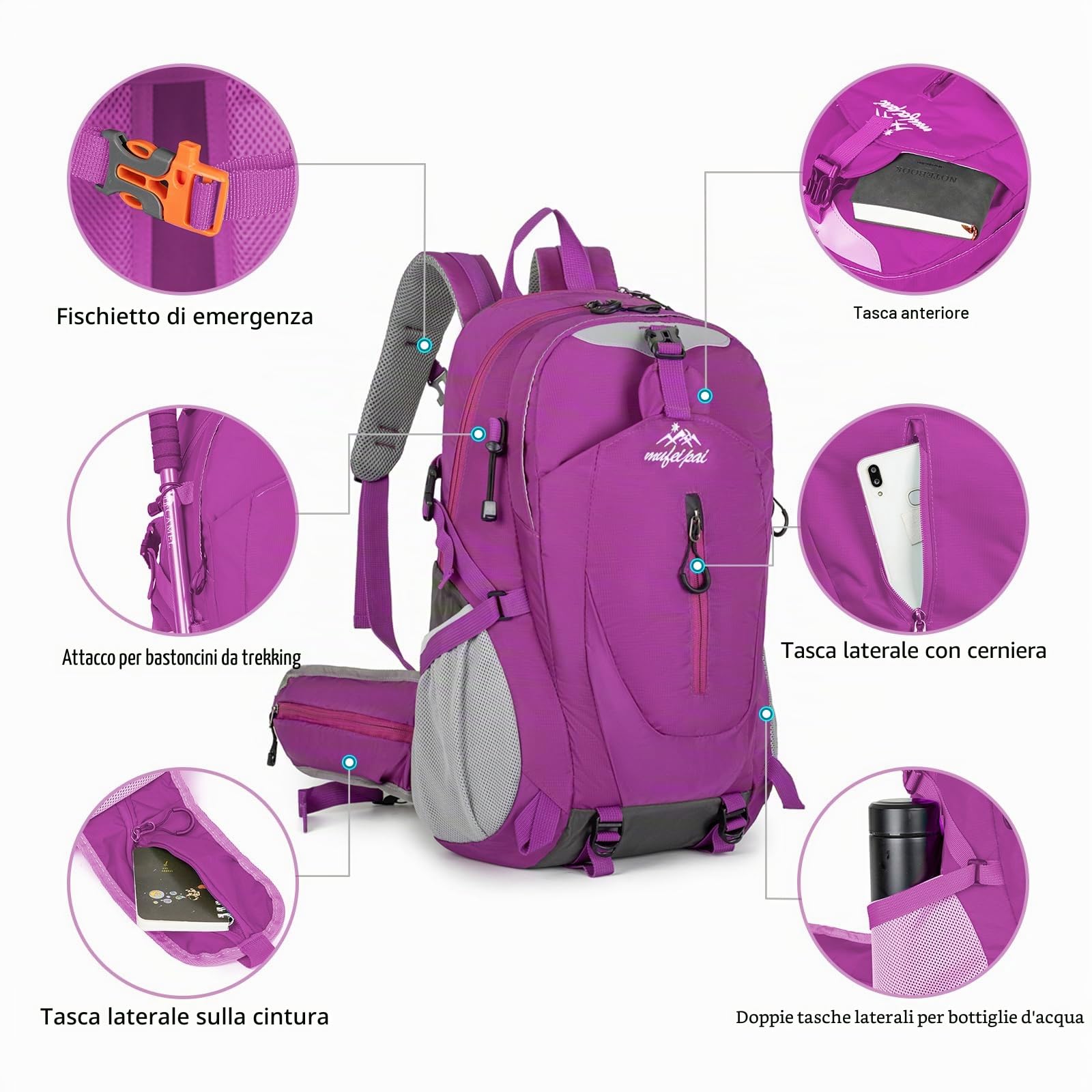 Amythe Zaino Scuola Ragazzi 8 a 15 anni Grande Impermeabile 33 L, Rosso | Leggero Trekking Viaggio Rosso Daypack Multitasche Capiente Resistente per Scuola Escursione Tempo Libero