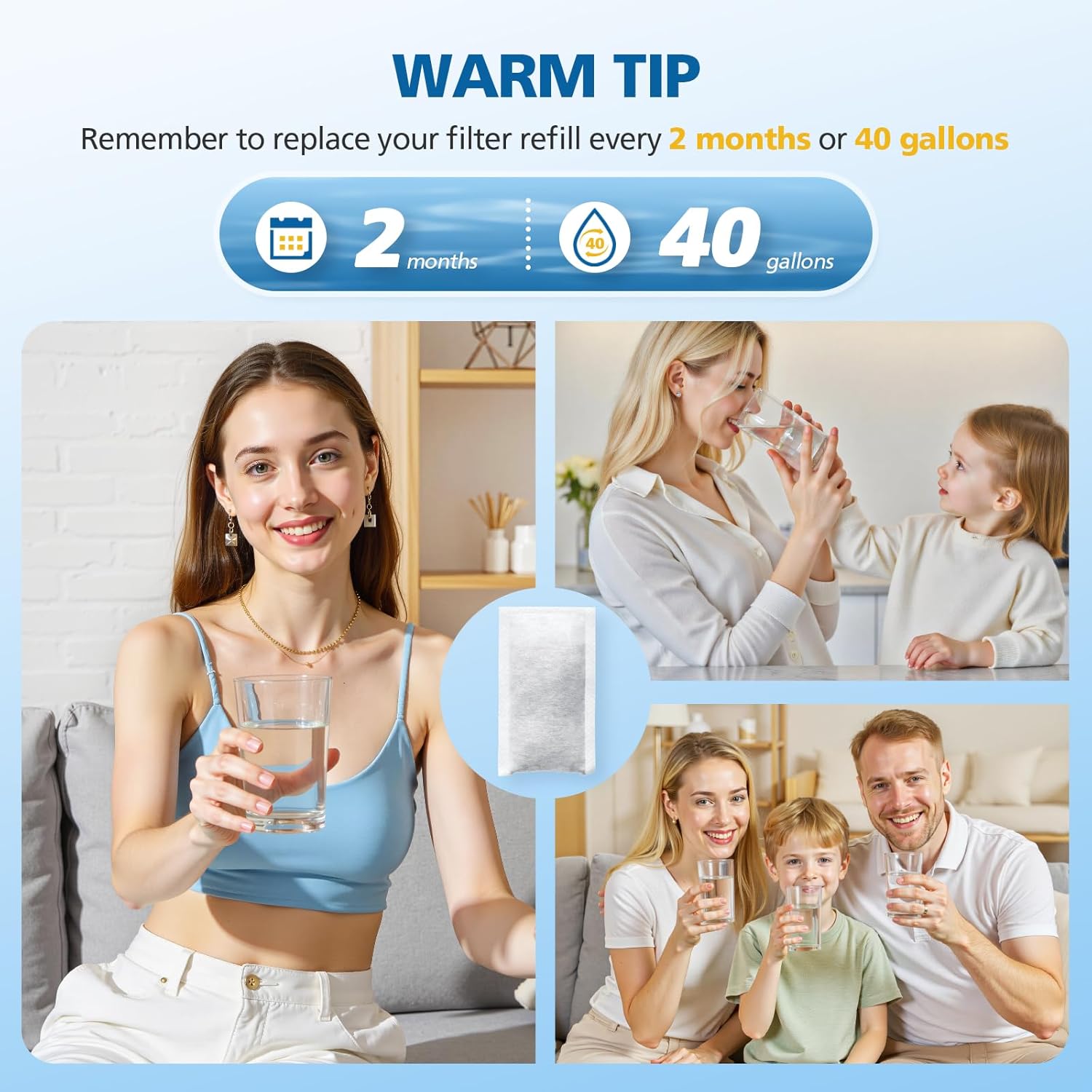 6 Replacement Filters for Brita Refillable Filter, for Brita Refillable Water Filtration System, For Use with Refillable Shell, Each Lasts Two Months, Replaces 1,800 Plastic Water Bottles a Year - Image 8