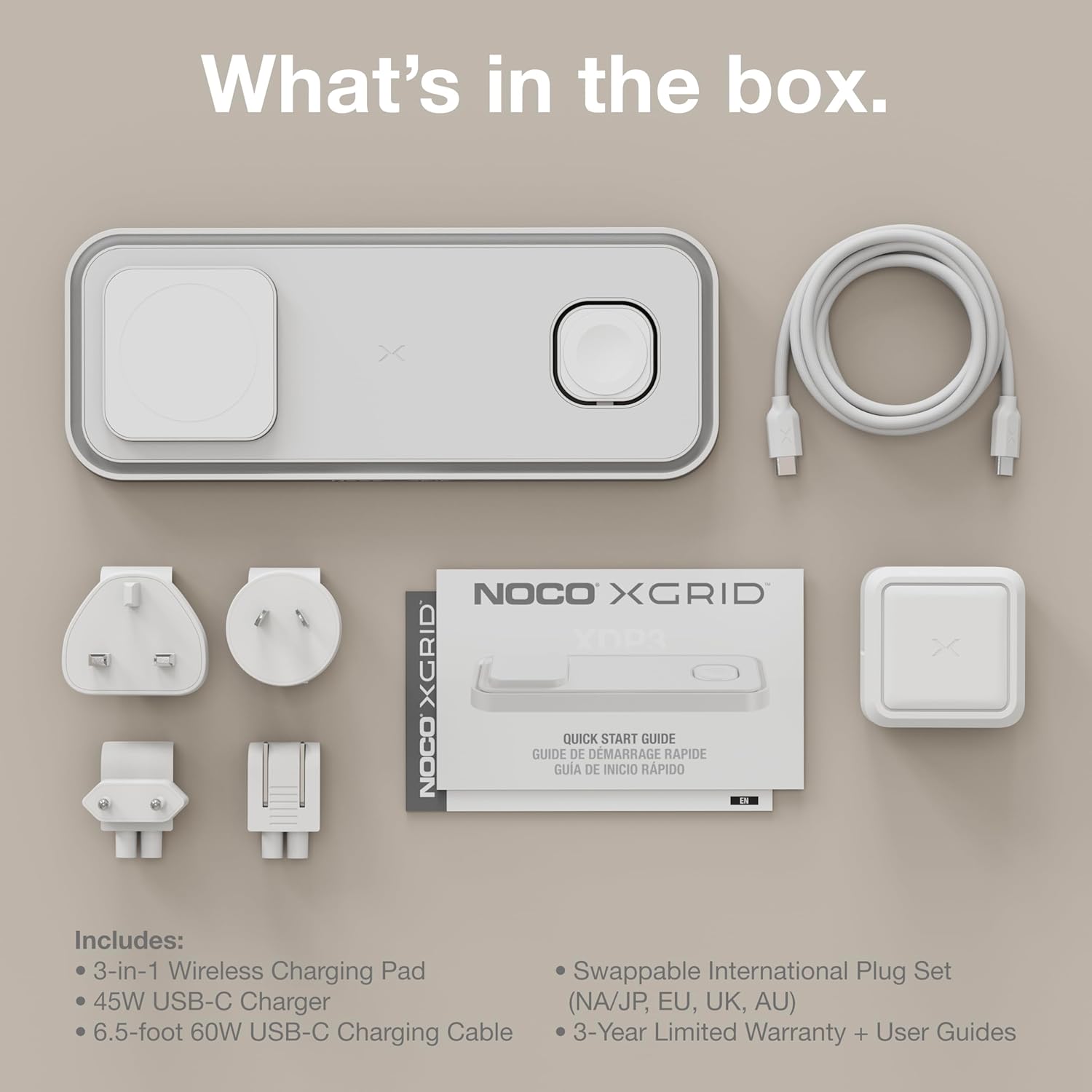 NOCO XGrid XDP3: 3-in-1 Wireless Charging Pad – Charging Station for iPhone, Apple Watch, and AirPods – MagSafe Compatible, Qi2 Certified – Includes 45W USB-C Wall Charger and 6.5-Foot USB-C Cable - Image 7