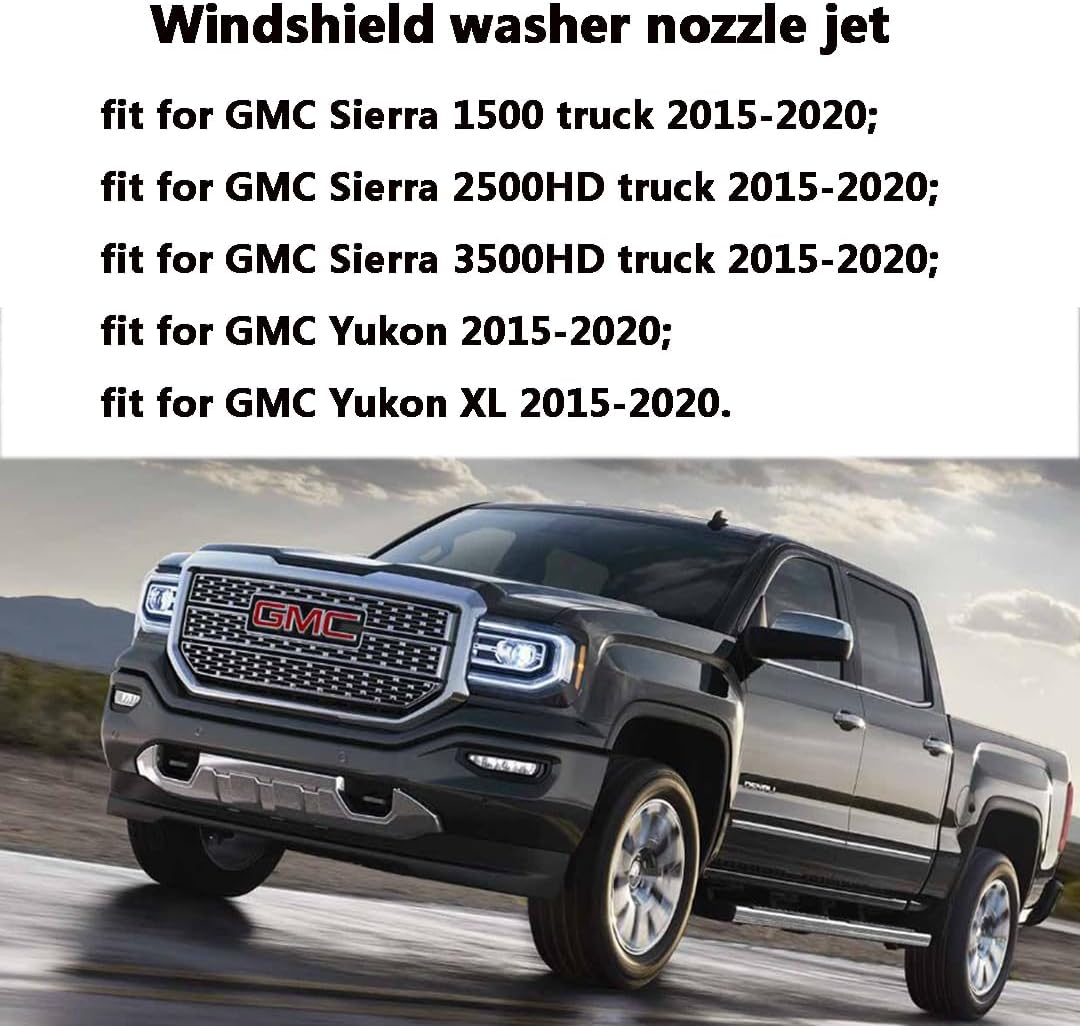 23181646 Premium Adjustable Wiper Washer Fluid Jet Nozzles Fit for 2015-2025 GMC Sierra/Chevy Silverado 1500 2500HD 3500HD | Windshield Washer Nozzle | Easy to Install | 2 Pack, Ref 22754399
