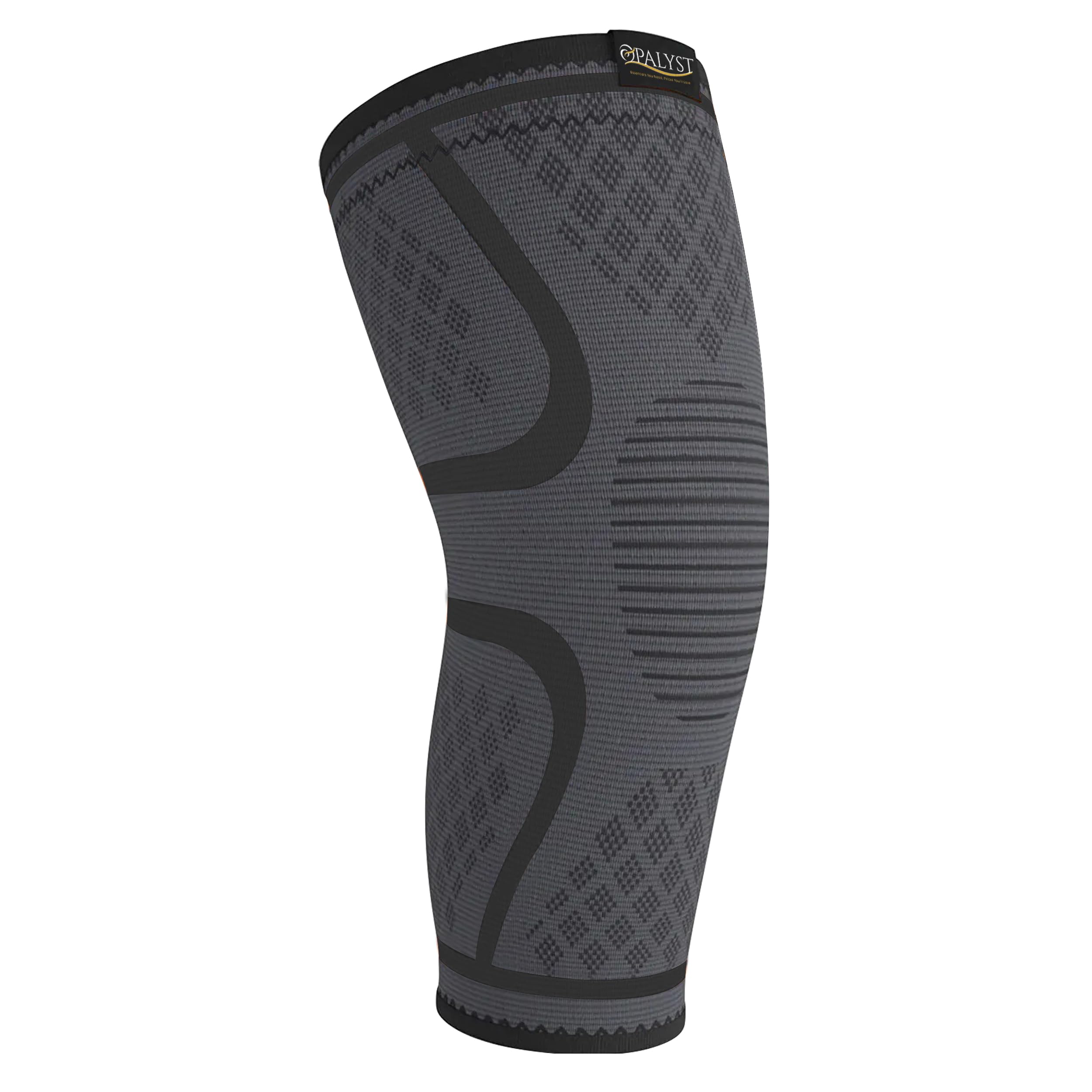 Single Black Striped Adjustable Knee Sleeve – Large, High-Elastic Compression for Pain Relief, Injury Recovery, Arthritis, Meniscus & Ligament Tears – Breathable, Stabilizing, Unisex.