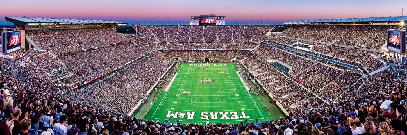 MasterPieces - 1000 Piece Jigsaw Puzzle, NCAA Texas A&M Aggies, Panoramic Football Stadium View, Fun for Adults and Family, 13"x39