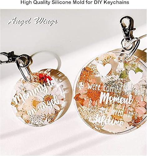 Miniatura 4 de Juego de 64 moldes redondos de silicona para llaveros, 4 moldes redondos de silicona, moldes de resina de resina epoxi, con llaveros y anillo de