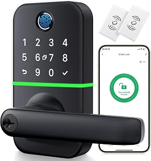 Kucacci Keypad Smart Door Lock with Handle - Fingerprint Keyless Entry, App Control, Easy Install Knob for Front Doors