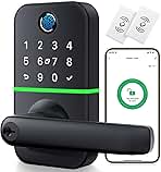 Keypad Smart Door Lock with Handle: Kucacci Keyless Entry Fingerprint Lock - Digital Code Handle with Keypad - Electronic Smart Knob for Front Door - Deadbolt Alternative with App - Easy Installation